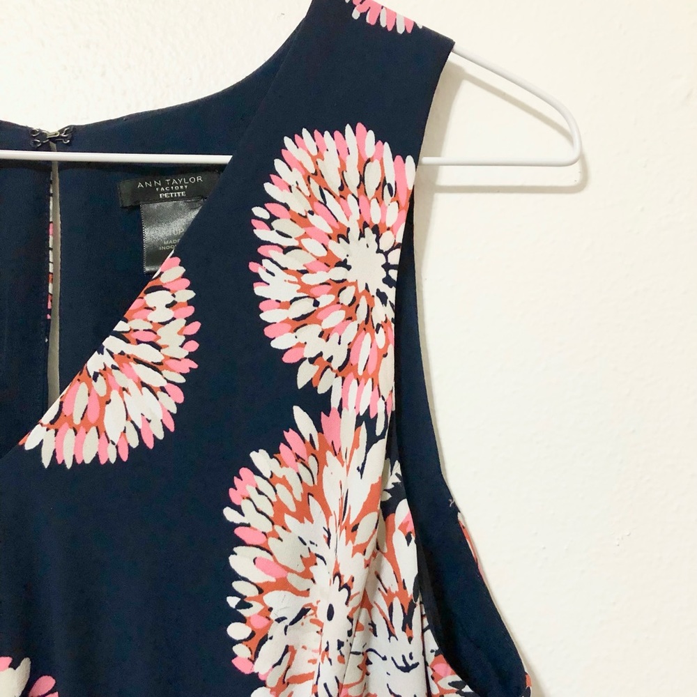ANN TAYLOR blue and pink hi-low midi dress
